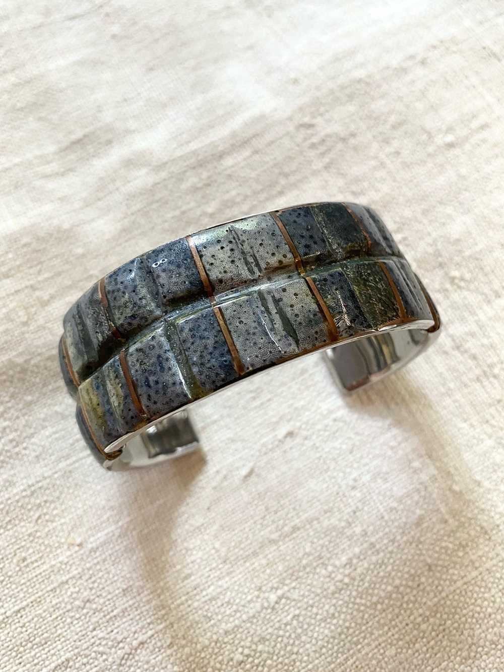 VTG Blue Coral Copper Sterling Bracelet